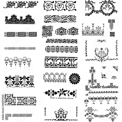 Corners And Borders Floral Stencil Vector