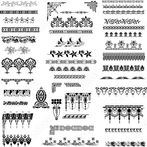Corners And Borders Floral Stencil Vector