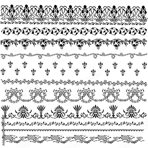 Corners And Borders Floral Stencil Vector