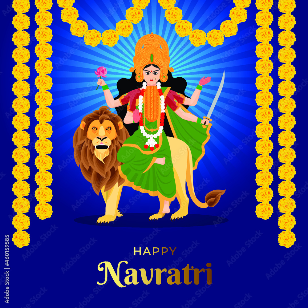 illustration of Devi Durga in Happy Navratri, Happy Durga Puja ...