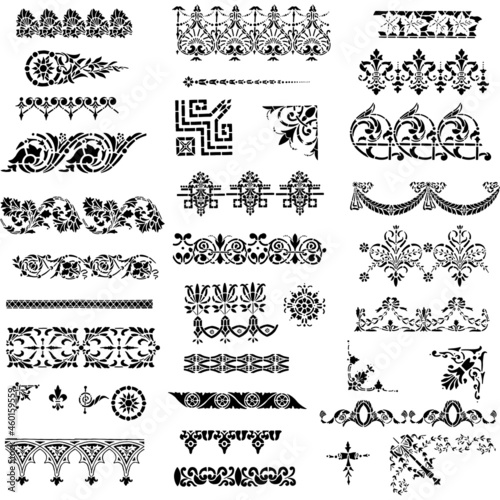 Corners And Borders Floral Stencil Vector