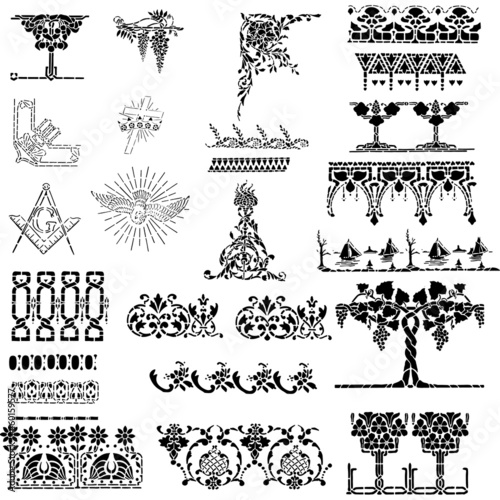 Corners And Borders Floral Stencil Vector