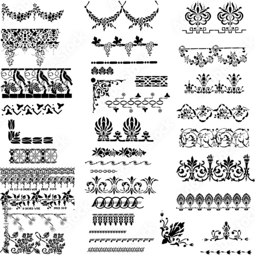 Corners And Borders Floral Stencil Vector