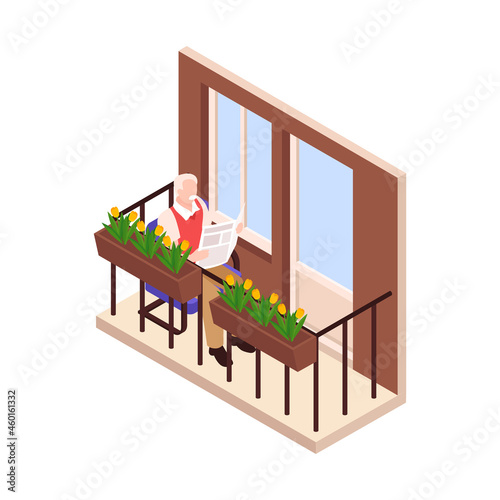 Man Reading On Balcony