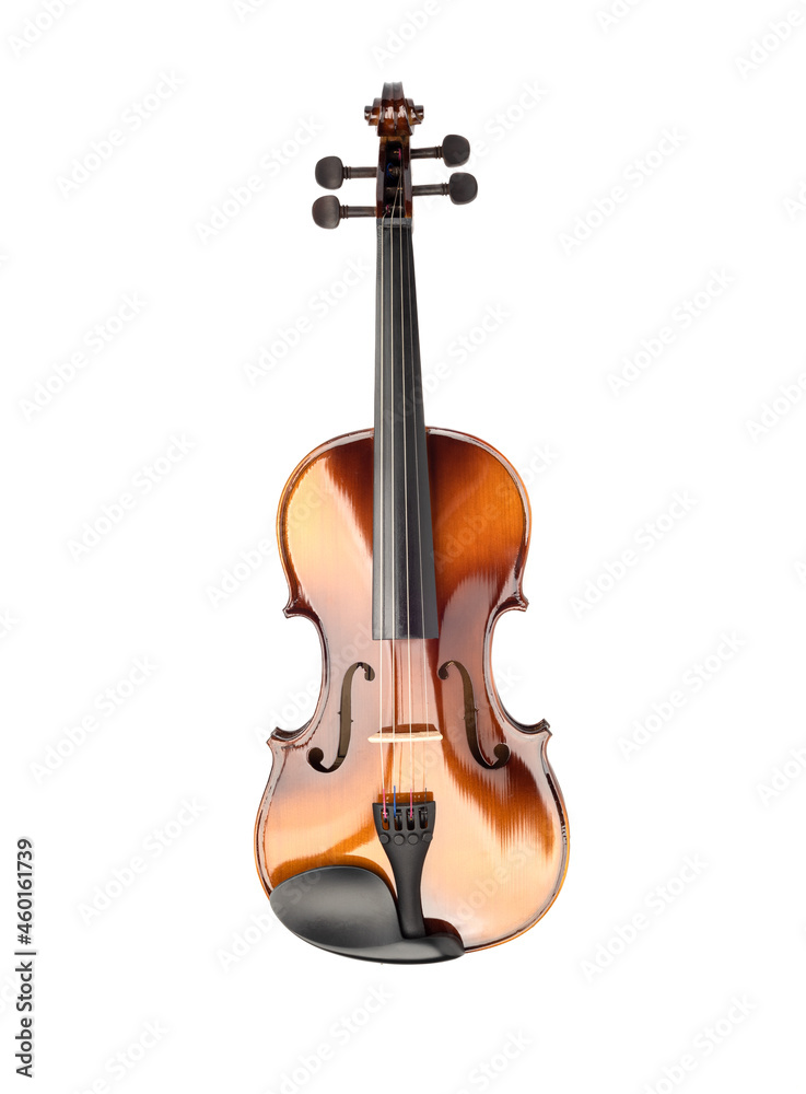 Fototapeta premium Top view of violin isolated on white background.