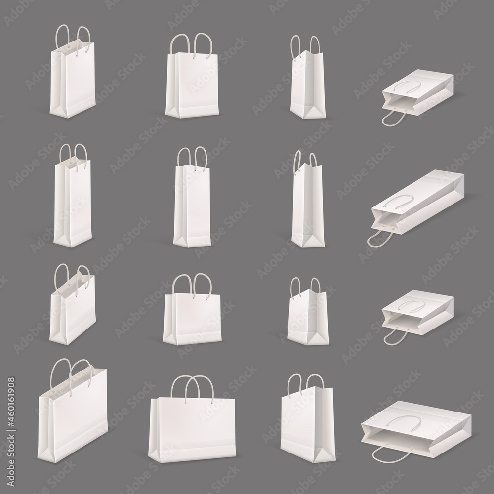 Shopping Bag Realistic Icon Set Shopping Bag Realistic Icon Set