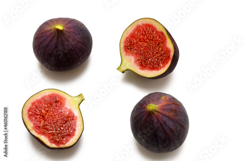 fig fruits flat lay isolated on white background
