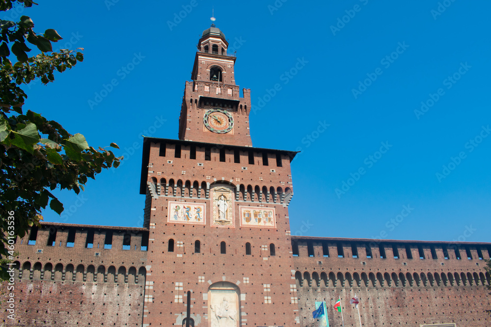 famous Sforzesco Castle in Milan Italy. Italian  tourist destination