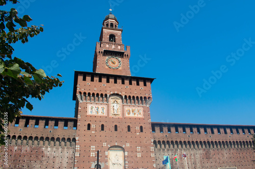 famous Sforzesco Castle in Milan Italy. Italian tourist destination
