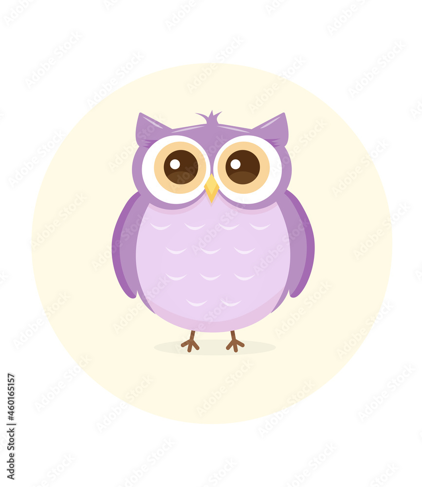 Cute  cartoon owl . Flat design