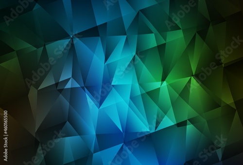 Dark Blue, Green vector backdrop with lines, triangles.
