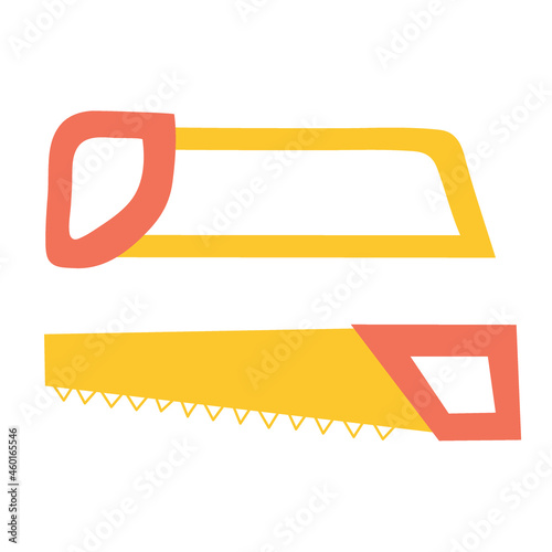 Set of hacksaws and saws on an isolated background. Icon element for design or logo. Building tools. Flat illustration.