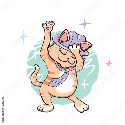Cheerful dancing ginger cat is a cute print for T-shirts.