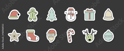 Set of Christmas ornaments. Xmas icons. Vector