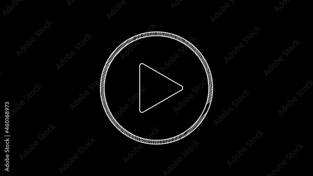 White line Play in circle icon isolated on black background. 4K Video motion graphic animation White line Play in circle icon isolated on black background. 4K Video motion graphic animation