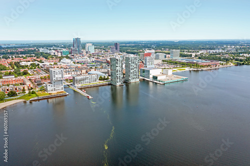 Aerial from the city Almere near Amsterdam in the Netherlands
