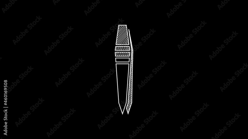 White line Tweezers icon isolated on black background. 4K Video motion graphic animation White line Tweezers icon isolated on black background. 4K Video motion graphic animation