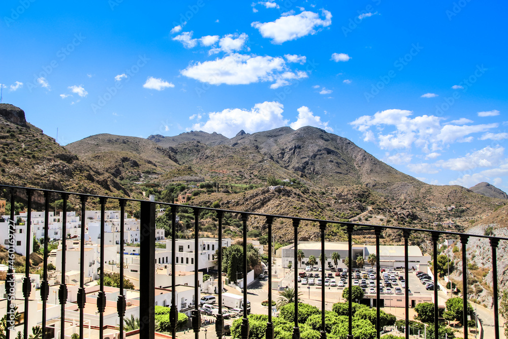Panoramic view of Cabrera, Bedar and Almagrera mountains from Plaza Nueva viewpoint