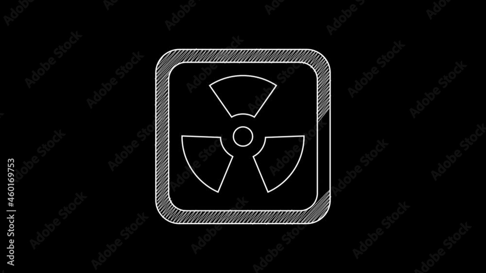 White line Radioactive icon isolated on black background. Radioactive toxic symbol. Radiation Hazard sign. 4K Video motion graphic animation White line Radioactive icon isolated on black background. Radioactive toxic symbol. Radiation Hazard sign. 4K Video motion graphic animation