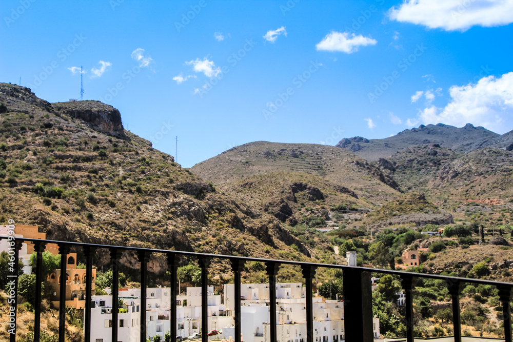 Panoramic view of Cabrera, Bedar and Almagrera mountains from Plaza Nueva viewpoint