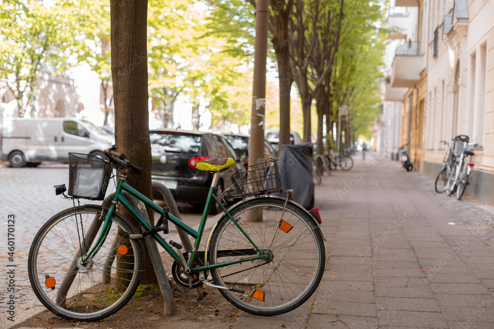 Bicycle parking in Europe. Popular urban transport