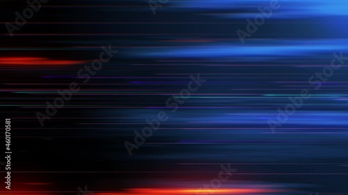 Bright Color Lines Very Fast Motion Design Background Blue Orange Horizontal. Shaking Dynamic Multicolored Trails Backdrop High Speed Technology Concept. Loop-able 3d Animation 4k.