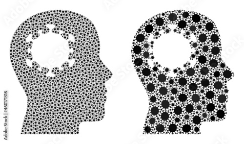Vector covid-2019 mosaic brain infection created for medicare illustrations. Mosaic brain infection is based on icon and it is made with biological hazard coronavirus viral items.