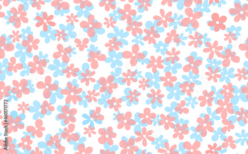 Floral seamless with hand drawn color flowers. Cute summer background. Modern floral compositions. Fashion vector stock illustration for wallpaper, posters, card, fabric, textile