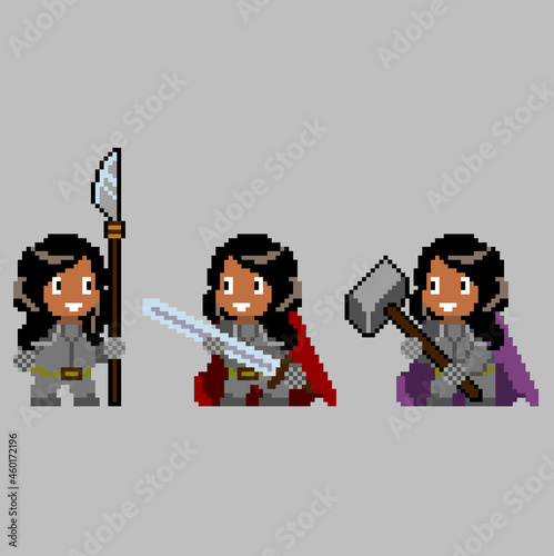 Set of pixel characters in art style