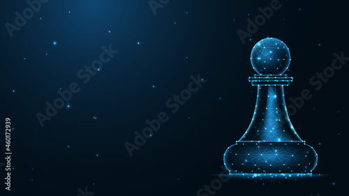 Chess pawn line connection. Low poly wireframe design. Abstract geometric background. vector illustration.