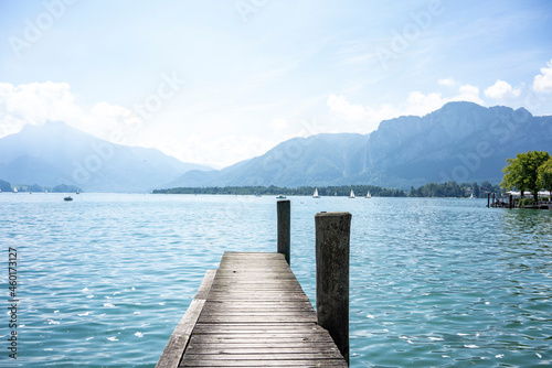 Austria, Pier on Mondsee in summer photo