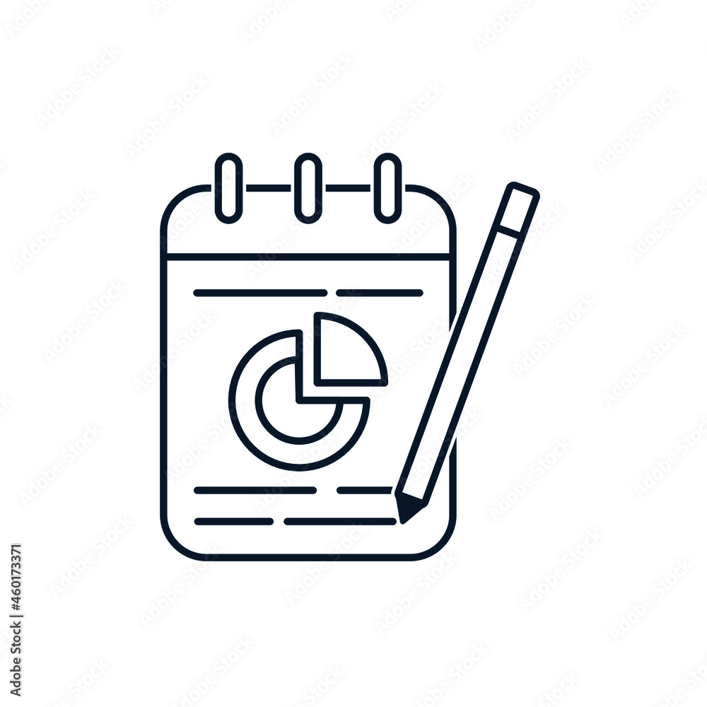Notepad, pen, pie chart. Concept for business plan, strategy for success, financial analytics. Vector icon isolated on white background
Notepad, pen, pie chart. Concept for business plan, strategy for success, financial analytics. Vector icon isolated on white background