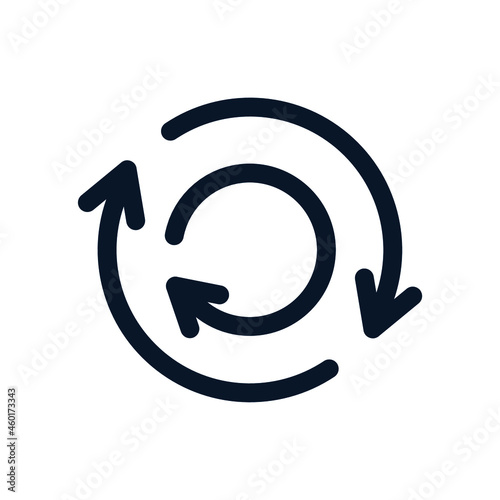 Arrow in a circle. The concept of continuous movement, changes for the better. Vector icon isolated on white background.