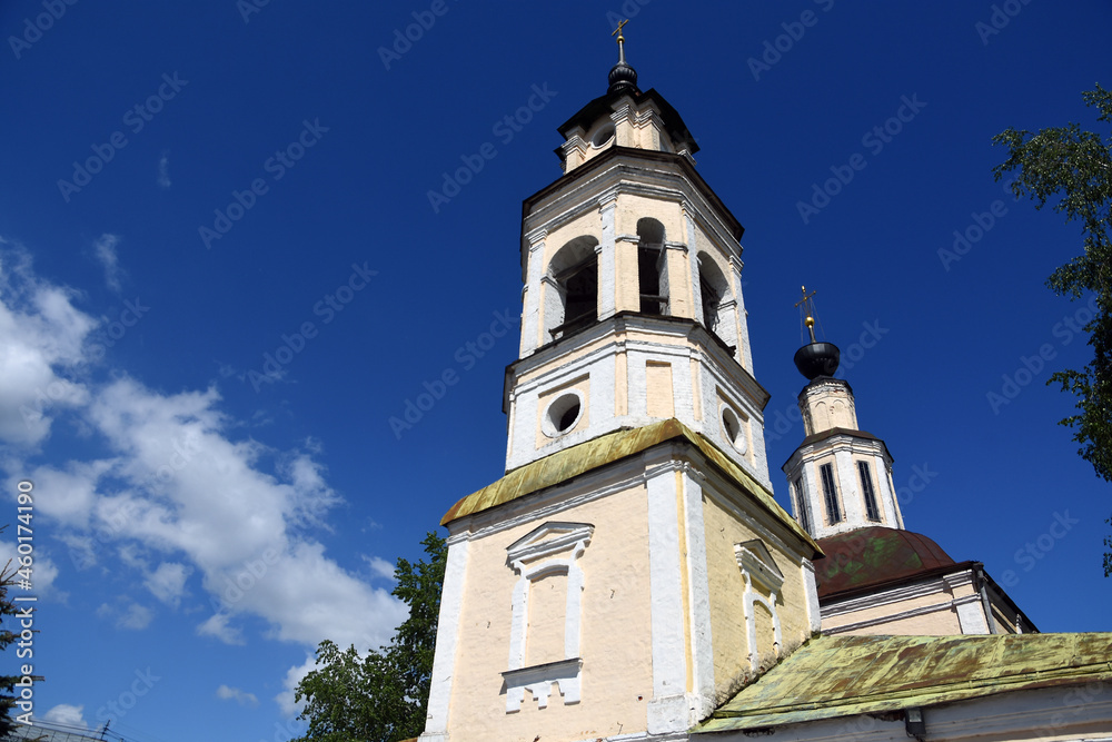 Bell tower of old monastery in Russia