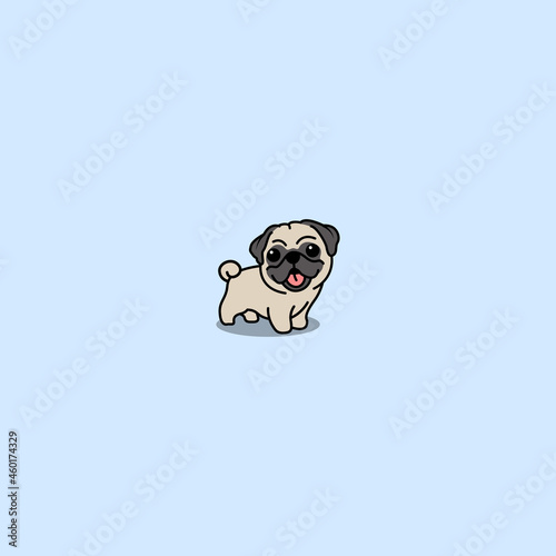 Cute pug dog cartoon, vector illustration