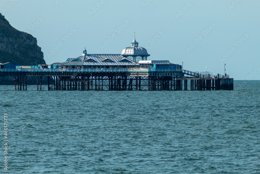 Llandudno pier in Wales during the morning ,United Kingdon Llandudno pier in Wales during the morning ,United Kingdon