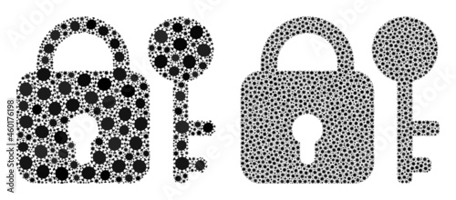 Vector covid mosaic secrecy organized for lockdown advertisement. Mosaic secrecy is based on icon and it is created from biological hazard covid viral cells. Mosaic secrecy created of viral elements.