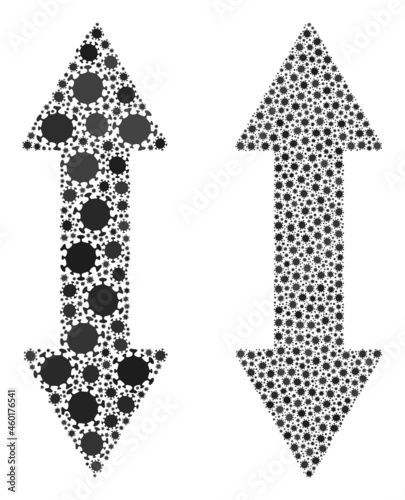 Vector covid-2019 mosaic vertical exchange arrow organized for health care purposes. Mosaic vertical exchange arrow is based on icon and it is designed of biohazard coronavirus pathogen icons.