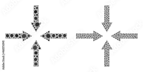 Vector coronavirus composition shrink arrows created for medicare illustrations. Mosaic shrink arrows is based on icon and it is constructed with biological hazard coronavirus viral items.