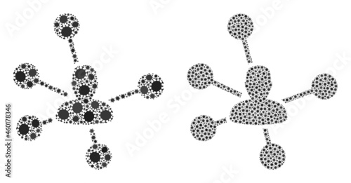 Vector covid-2019 composition social links created for doctor projects. Mosaic social links is based on icon and it is designed of biological hazard coronavirus viral elements.