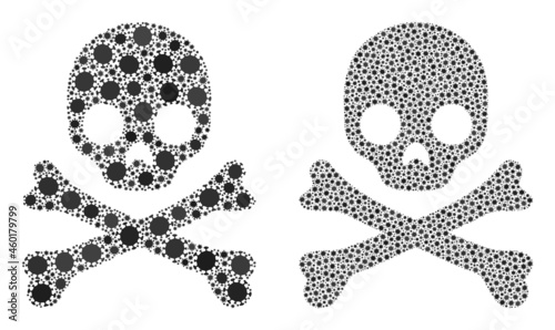Vector covid-2019 mosaic death skull organized for pharmacy posters. Mosaic death skull is based on icon and it is shaped of biological hazard covid-2019 infection elements.
