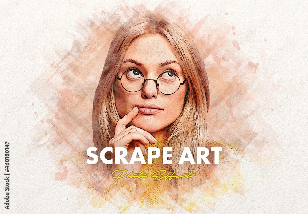 Scrape Painting Photo Effect Mockup Stock Template Adobe Stock