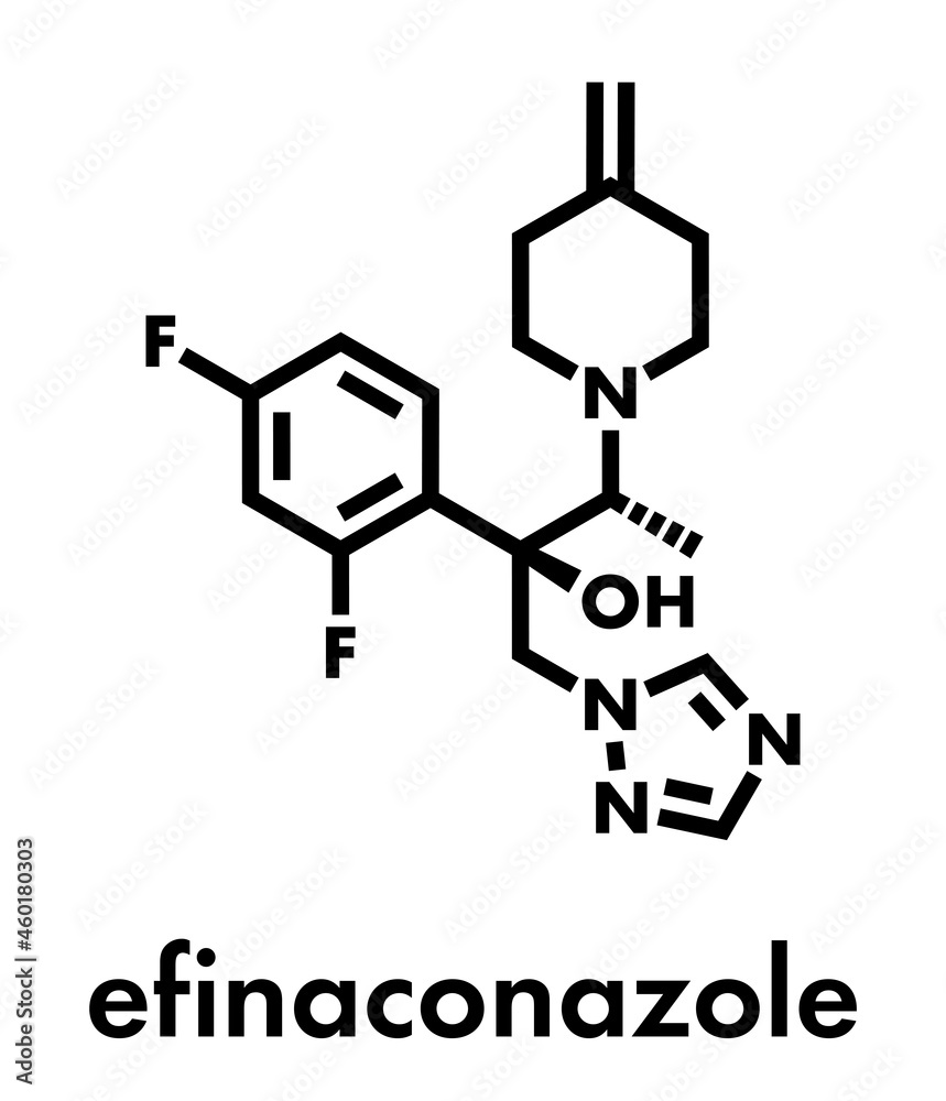 Efinaconazole antifungal drug molecule. Skeletal formula.