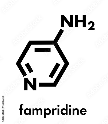 fampridine (4-aminopyridine, dalfampridine) multiple sclerosis drug molecule. Skeletal formula.