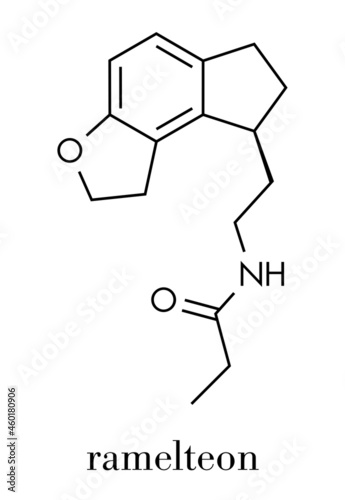 Ramelteon insomnia drug molecule. Skeletal formula.