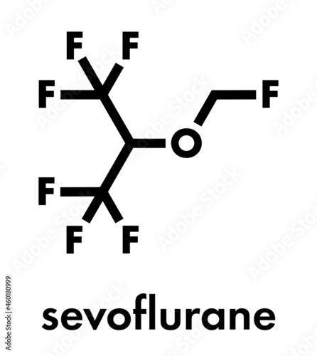Sevoflurane inhalational anesthetic molecule. Skeletal formula.
