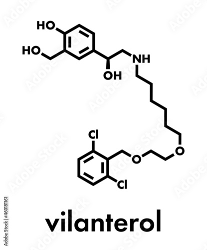 Vilanterol COPD drug molecule. Skeletal formula.