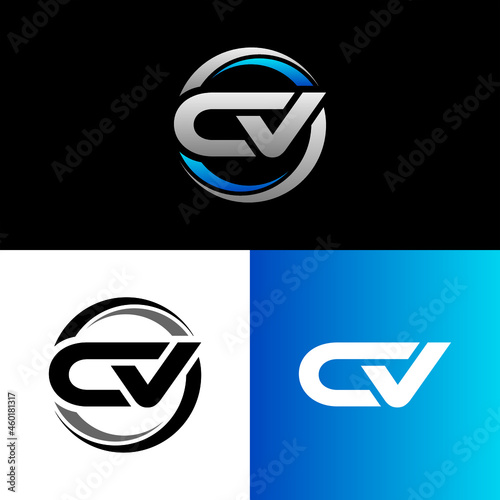 CV Letter Initial Logo Design Template Vector Illustration