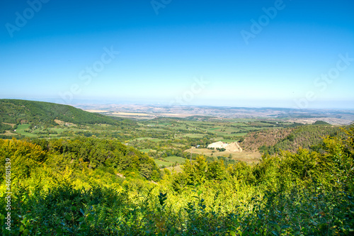 Transylvania, Romania, view of the Transylvanian highlands from the Carpathians mountains (Cindrel) near the village Tilisca