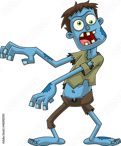 Scary Zombie Cartoon Character Howling. Vector Hand Drawn Illustration Isolated On White Background